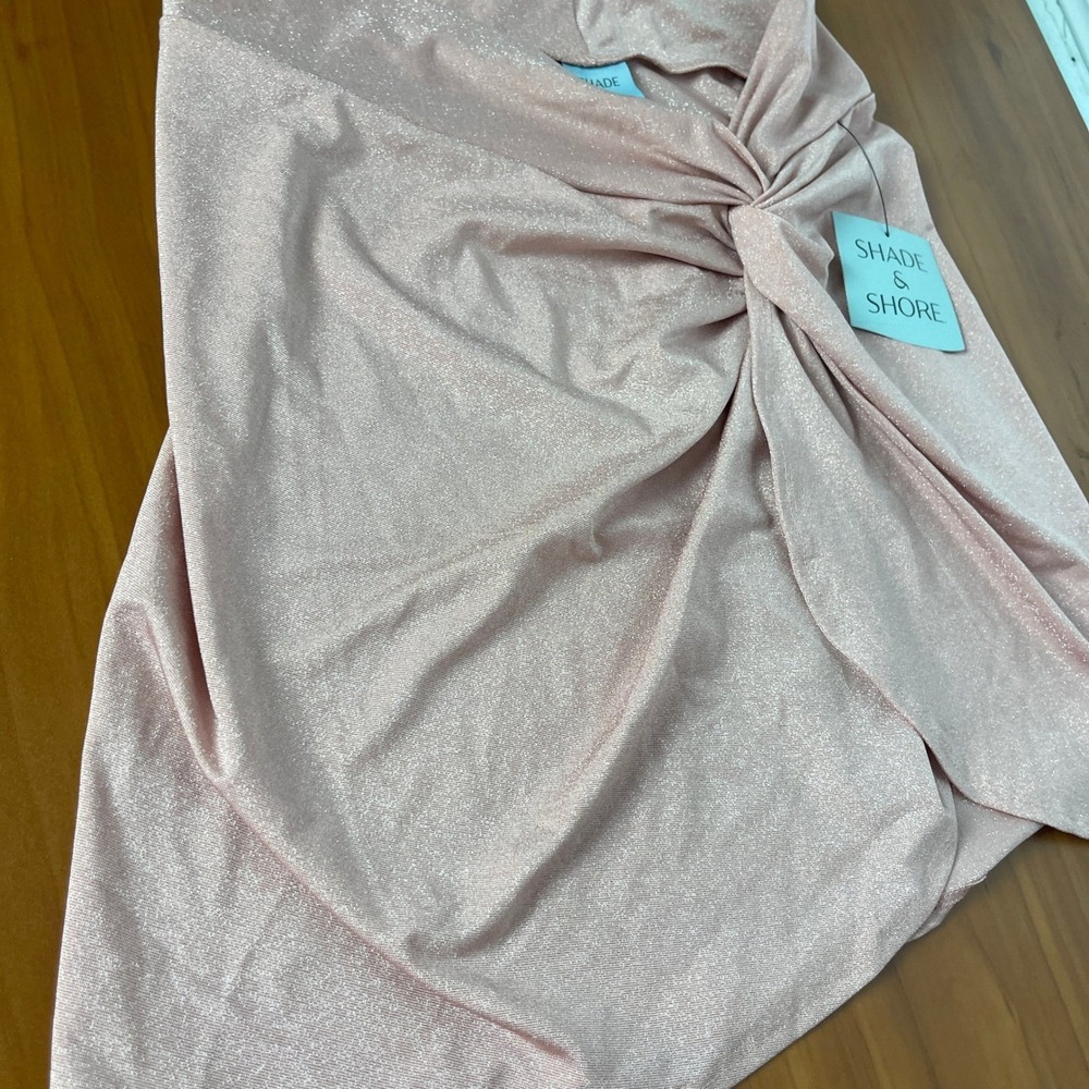 Shade & Shore Womens Pink Metallic‎ Twist Front Sarong Mini Skirt Size Small NWT - Picture 6 of 11